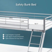 VINGLI Bunk Beds Full Size with Flat Rung Steps Gray/Black
