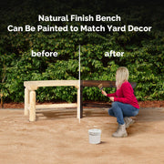 VINGLI Wooden Curved Bench Backless Porch