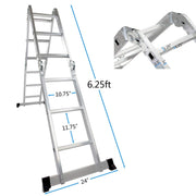LUISLADDERS 12.5/15.5/18.5 FT Folding Telescoping Ladder Aluminium Multi-Purpose 7 in 1 Heavy Duty Combination
