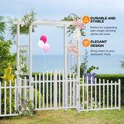 VINGLI Garden Arbor with Gate and Fence PVC Wedding Arch