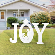 VINGLI 3 Piece Joy Christmas Nativity Outdoor Decoration Red/White