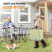 VINGLI Patio Lawn Webbed Folding Chairs Set with Cup Holder