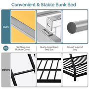 VINGLI Metal Bunk Bed Heavy Duty Twin Over Twin Bed Frames