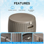 VINGLI 9.5 Gallon Outdoor Patio Cooler Table Ice Cool Bar