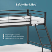 VINGLI Bunk Beds Full Size with Flat Rung Steps Gray/Black
