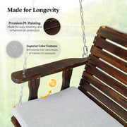 VINGLI 4FT Wooden Porch Patio Swing with Cushions 880lbs