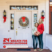 VINGLI Prelit Christmas Wreath Artificial Xmas Wreath with Lights