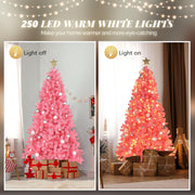 VINGLI 6ft Pre-lit Artificial Christmas Pine Tree with 250 Warm White Lights for Xmas Tree Holiday Party Decorations Green/White/Black/Pink