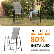 VINGLI Bar Height Stool Outdoor Bar Chairs Set with High Back and Armrests