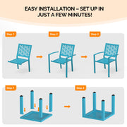 VINGLI 3-Piece Outdoor Bistro Set Stackable Modern Metal Steel Table and Chairs