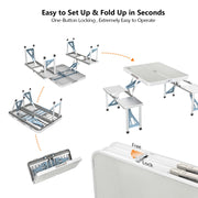 VINGLI 4 Ft  Portable Foldable Camping Picnic Table Set 265 Lbs Support 4-Seats Aluminum Frame Silver
