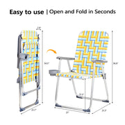VINGLI Patio Lawn Webbed Folding Chairs Set with Cup Holder