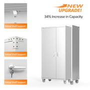 VINGLI 72in Tall & Wide Metal Storage Cabinet with Pegboards Locking Doors and 4 Adjustable Shelves, Wheels