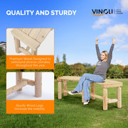 VINGLI Wooden Curved Bench Backless Porch