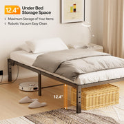 VINGLI 14" Tall Metal Bed Frame with Lights