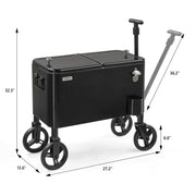 VINGLI 60 Quart Patio Cooler Wagon Portable Rolling Ice Chest