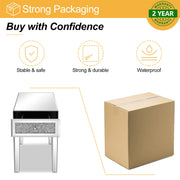 VINGLI Silver Mirrored Paste Drill Nightstand with 1-Drawer