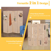VINGLI 6FT 6 Panel Folding Wood Room Divider Privacy Screen