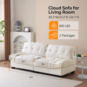 VINGLI 80" Cloud Couch Loveseat Suede Upholstery Sofa