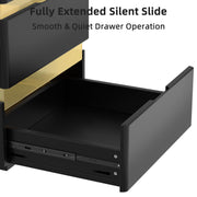 VINGLI Wood Nightstan 3 Drawer Bedside Table with Charging Station