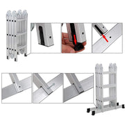 LUISLADDERS 12.5/15.5/18.5 FT Folding Telescoping Ladder Aluminium Multi-Purpose 7 in 1 Heavy Duty Combination