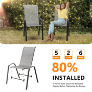 VINGLI Patio Chairs Outdoor Stackable Dining Chairs Set with Armrests