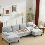 VINGLI 110' U-Shaped Sectional Couch with Two Chaise 4 Seats Chenille Fabric Comfy Couches