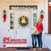 VINGLI Prelit Christmas Wreath with Lights