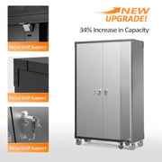 VINGLI 72in Tall & Wide Metal Storage Cabinet with Pegboards Locking Doors and 4 Adjustable Shelves, Wheels