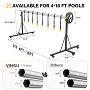 VINGLI 16 FT Pool Cover Reel Set for Aboveground with Adjustable Height