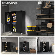 VINGLI 72in Tall & Wide Metal Storage Cabinet with Pegboards Locking Doors and 4 Adjustable Shelves, Wheels