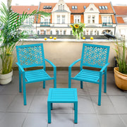 VINGLI 3-Piece Outdoor Bistro Set Stackable Modern Metal Steel Table and Chairs