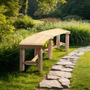 VINGLI Wooden Curved Bench Backless Porch