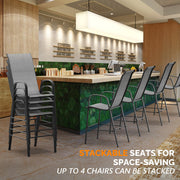 VINGLI Bar Height Stool Outdoor Bar Chairs Set with High Back and Armrests