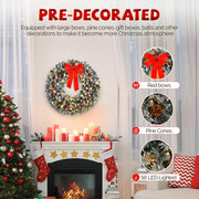 VINGLI Prelit Christmas Wreath Artificial Xmas Wreath with Lights