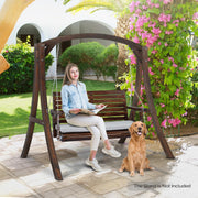 VINGLI 4FT Wooden Porch Patio Swing with Cushions 880lbs