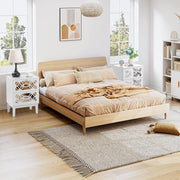 VINGLI Mirror Nightstand Wood Storage with 2 Drawers