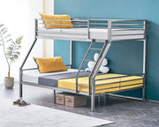 VINGLI Bunk Beds Full Size with Flat Rung Steps Gray/Black