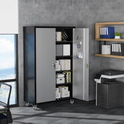 VINGLI 72in Tall & Wide Metal Storage Cabinet with Pegboards Locking Doors and 4 Adjustable Shelves, Wheels