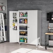 VINGLI 72in Tall & Wide Metal Storage Cabinet with Pegboards Locking Doors and 4 Adjustable Shelves, Wheels