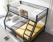 VINGLI Bunk Beds Full Size with Flat Rung Steps Gray/Black