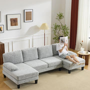 VINGLI 110' U-Shaped Sectional Couch with Two Chaise 4 Seats Chenille Fabric Comfy Couches