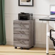 VINGLI 3-Drawer Wood File Cabinet with Lock Mobile Grey/Oak/Black/White/Greige/Walmut