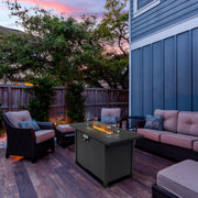 VINGLI Propane Fire Pit Table with Glass Wind Guard