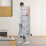 LUISLADDERS 12.5/15.5/18.5 FT Folding Telescoping Ladder Aluminium Multi-Purpose 7 in 1 Heavy Duty Combination