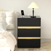 VINGLI Wood Nightstan 3 Drawer Bedside Table with Charging Station