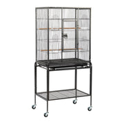 VINGLI 53-inch Bird Cage with Wheels, Durable Wrought Iron Parakeet Cage with Slide Out Tray, Black Bird Cages for Parakeets/Lovebird/Cockatiels/Budgies and Other Small/Medium Birds