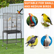 VINGLI 53-inch Bird Cage with Wheels, Durable Wrought Iron Parakeet Cage with Slide Out Tray, Black Bird Cages for Parakeets/Lovebird/Cockatiels/Budgies and Other Small/Medium Birds