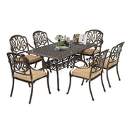 VINGLI 5-Piece Outdoor Patio Dining Set, Cast Aluminum All-Weather Outdoor Table and Chairs w/Cushion