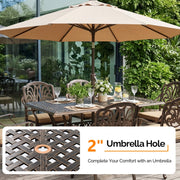 VINGLI 5-Piece Outdoor Patio Dining Set, Cast Aluminum All-Weather Outdoor Table and Chairs w/Cushion